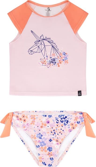 Product image for Printed Short Sleeve Two Piece Rashguard - Little Girls