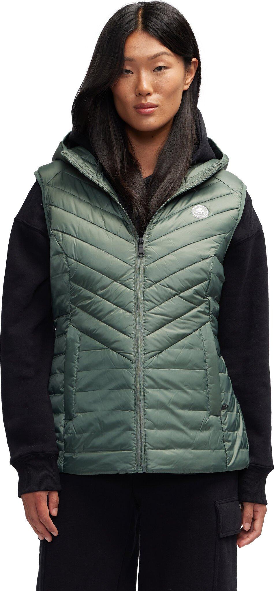 Product image for Collette Chevron Quilted Lightweight Puffer Vest with Fixed Hood - Women's