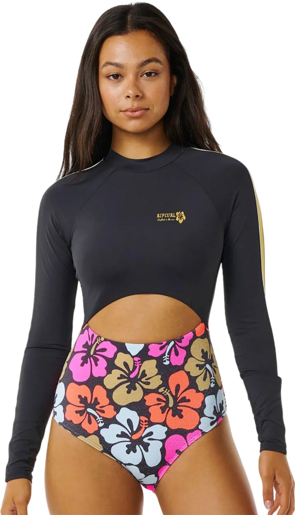 Numéro de l'image de la galerie de produits 1 pour le produit Maillot de surf une pièce à manches longues Hibiscus Heat Splice - Femme