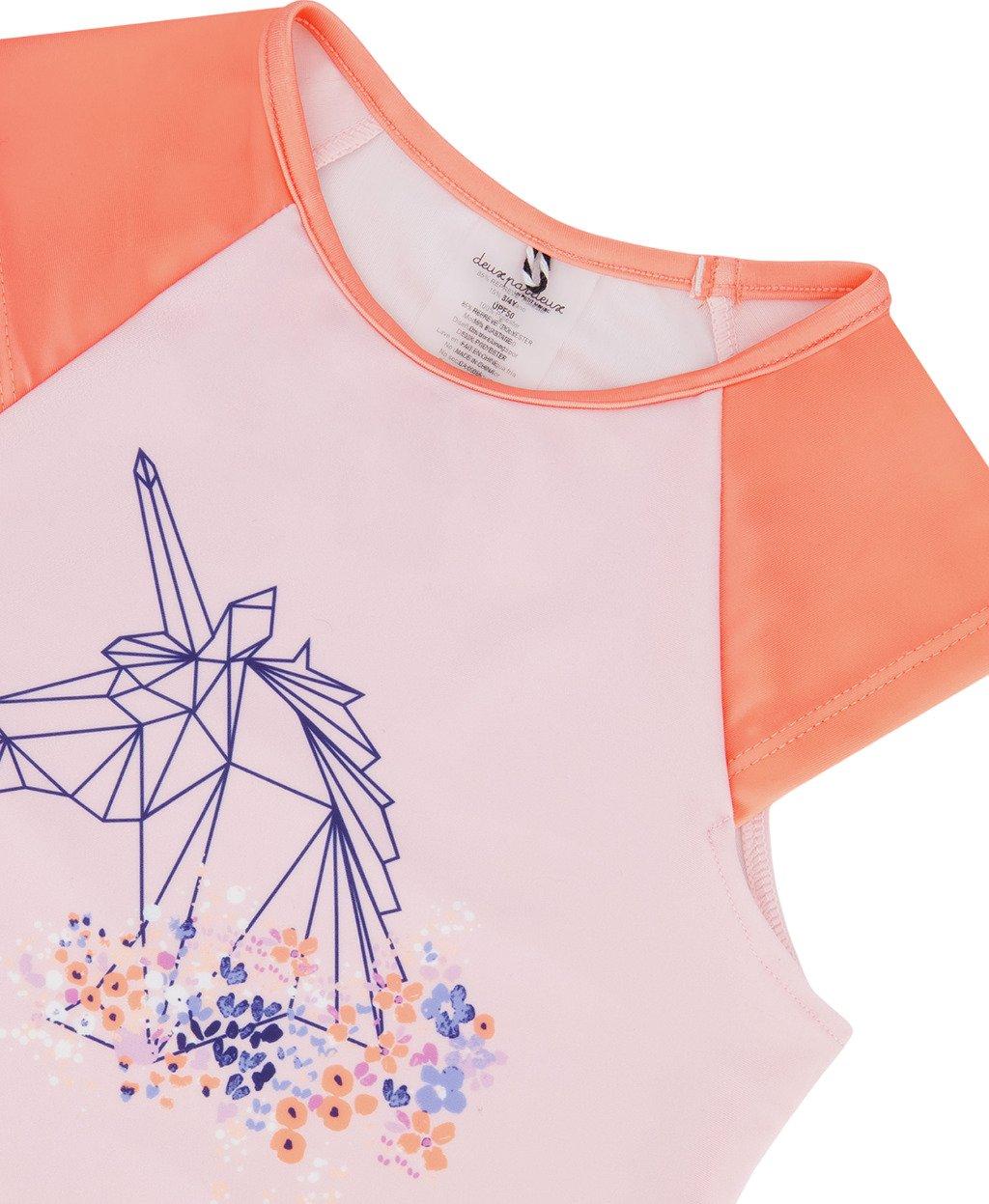 Product gallery image number 4 for product Printed Short Sleeve Two Piece Rashguard - Little Girls