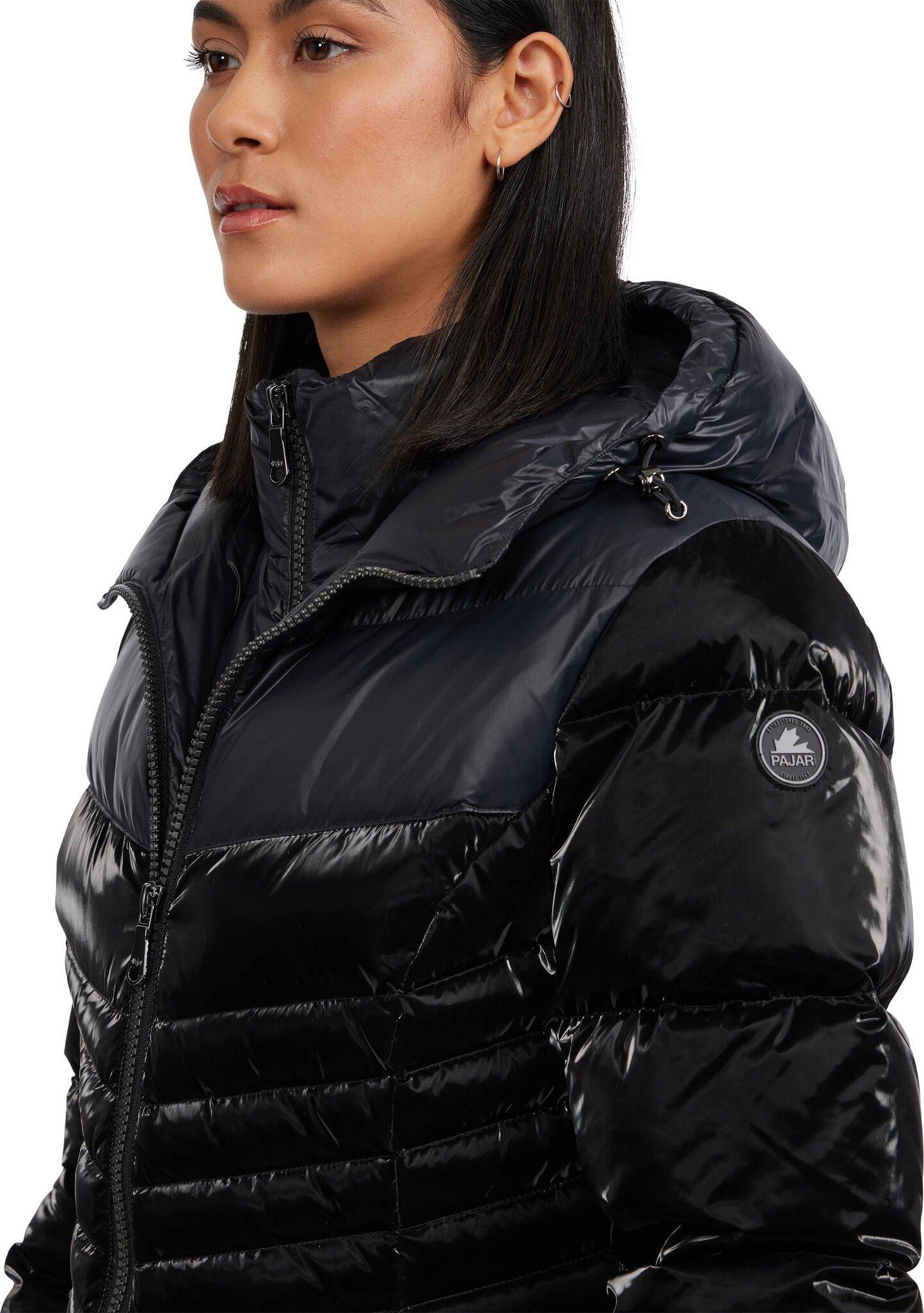 Product gallery image number 4 for product Shaye Mixed Media Chevron Quilted Puffer Jacket - Women's