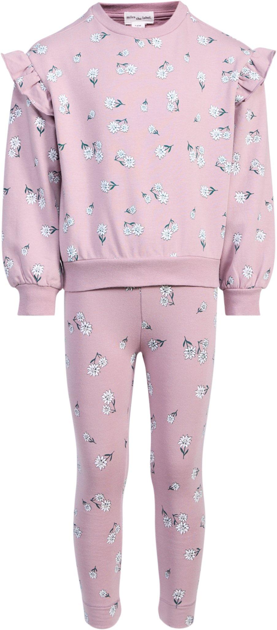 Product image for Poinsettia Print on Elderberry 2-Piece Sweatshirt and Legging Set - Baby Girls