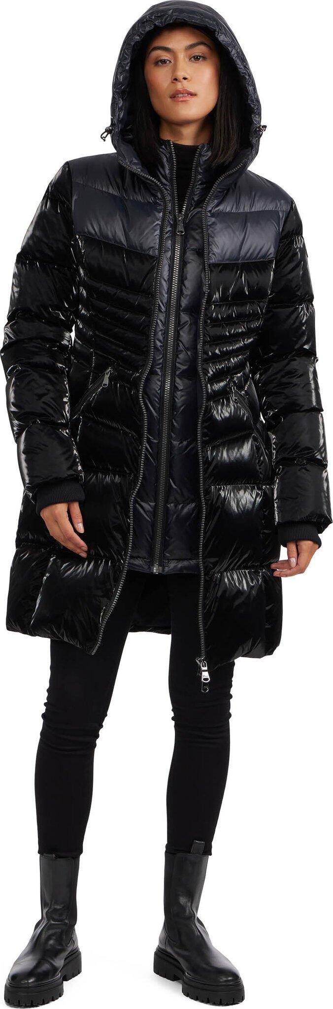 Product gallery image number 3 for product Shaye Mixed Media Chevron Quilted Puffer Jacket - Women's