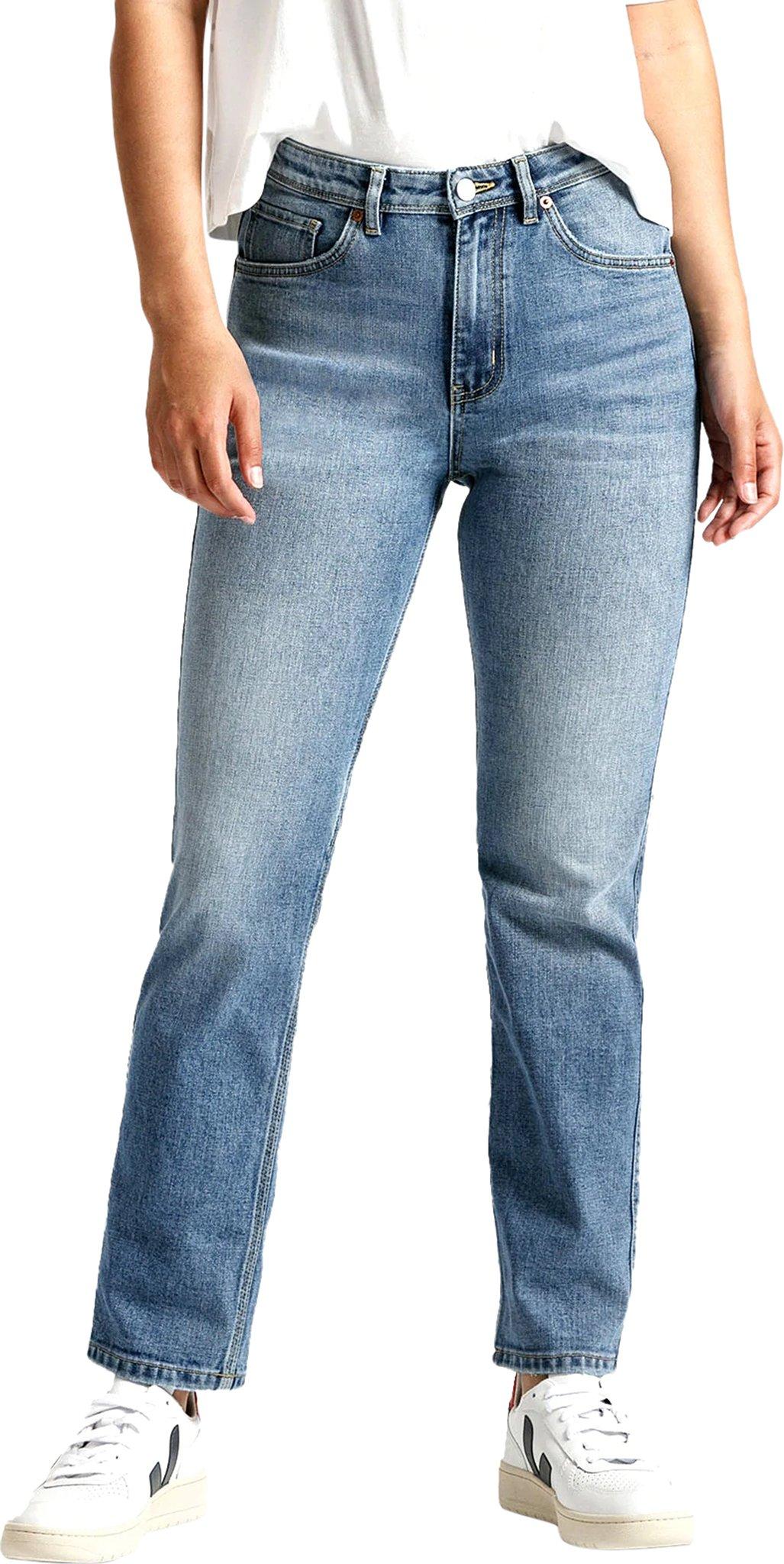 Image de produit pour Pantalon de performance d'épaisseur moyenne en denim taille haute coupe droite - Femme