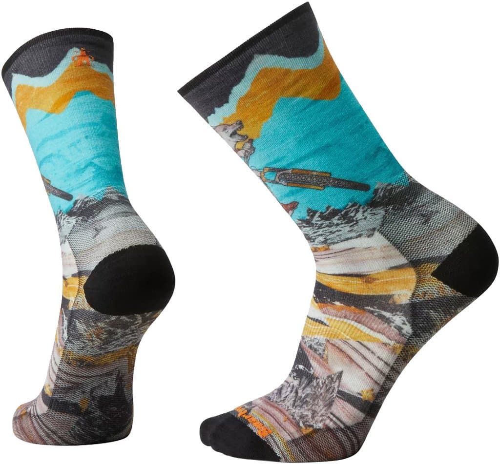 Product image for Bike Zero Cushion Wolf Print Crew Socks - Unisex