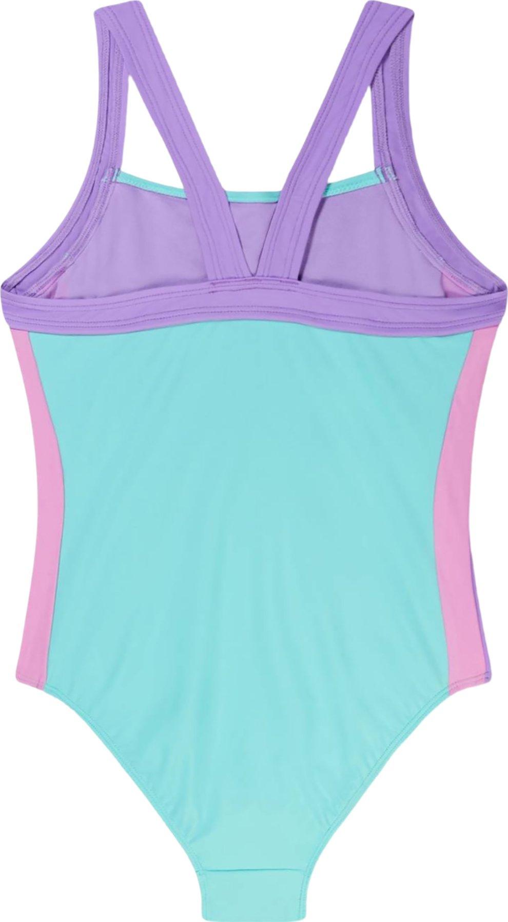 Product gallery image number 5 for product Vertical Splice Solid One Piece Swimsuit - Girls