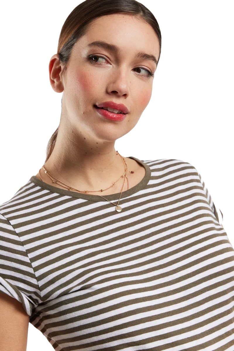 Product gallery image number 3 for product Cotton and Linen Striped Tee - Women's