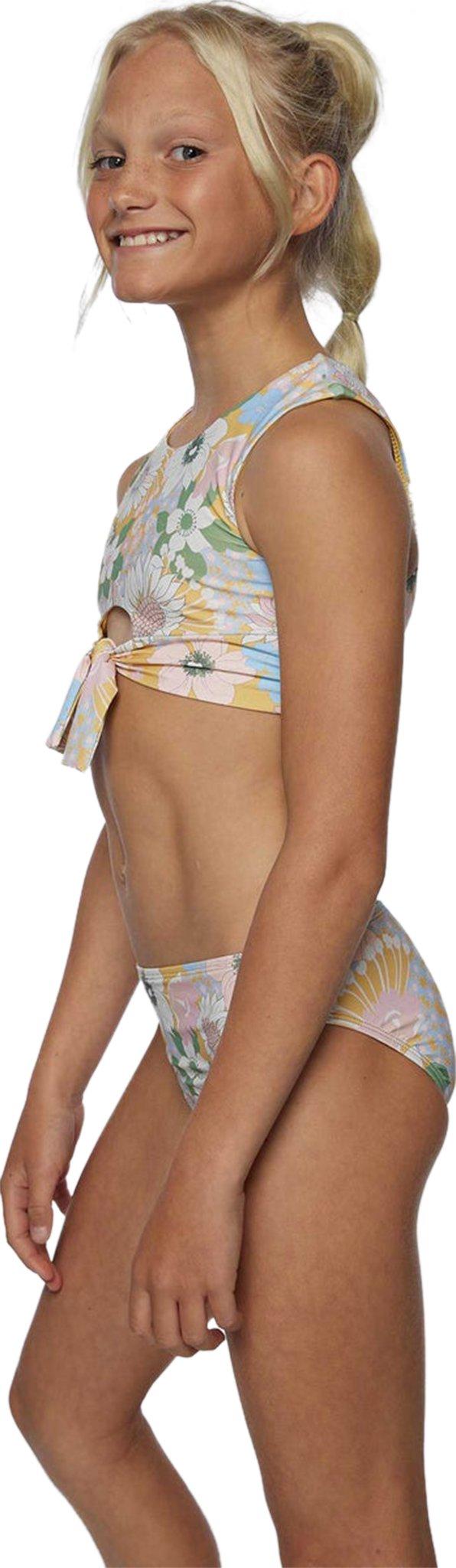 Product gallery image number 3 for product Twiggy Banded Tie Front High Neck Swim Set - Girls