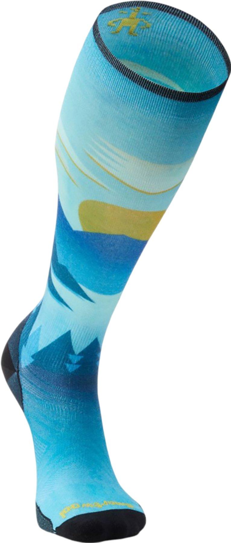 Product gallery image number 2 for product Ski Zero Cushion Chasing Mountains Print OTC Socks - Unisex