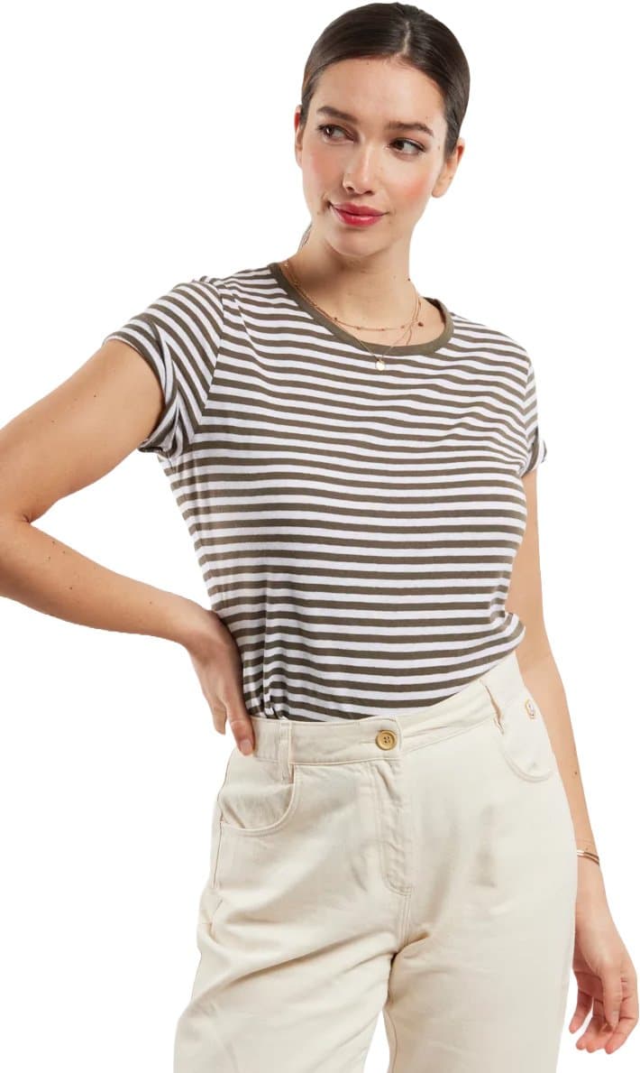 Product gallery image number 4 for product Cotton and Linen Striped Tee - Women's