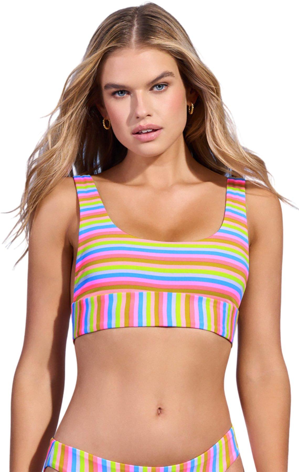 Numéro de l'image de la galerie de produits 1 pour le produit Haut de bikini bralette sportif à rayures arc-en-ciel Donna - Femme