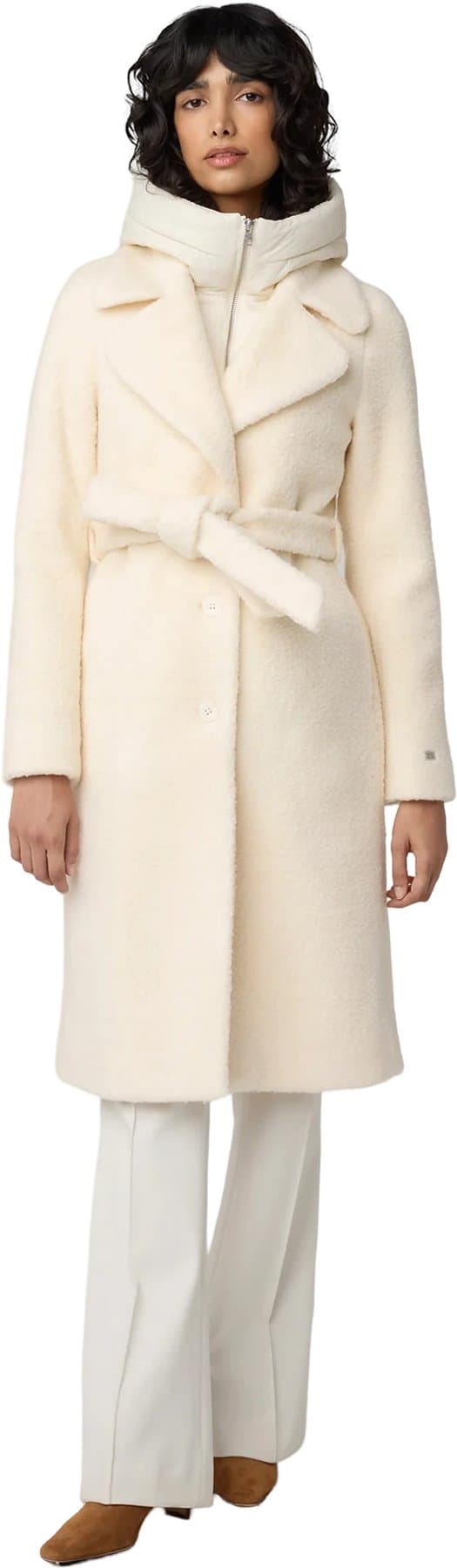 Product image for Monique Semi-Fitted Wool Blend Sherpa Coat with Bib and Hood - Women's