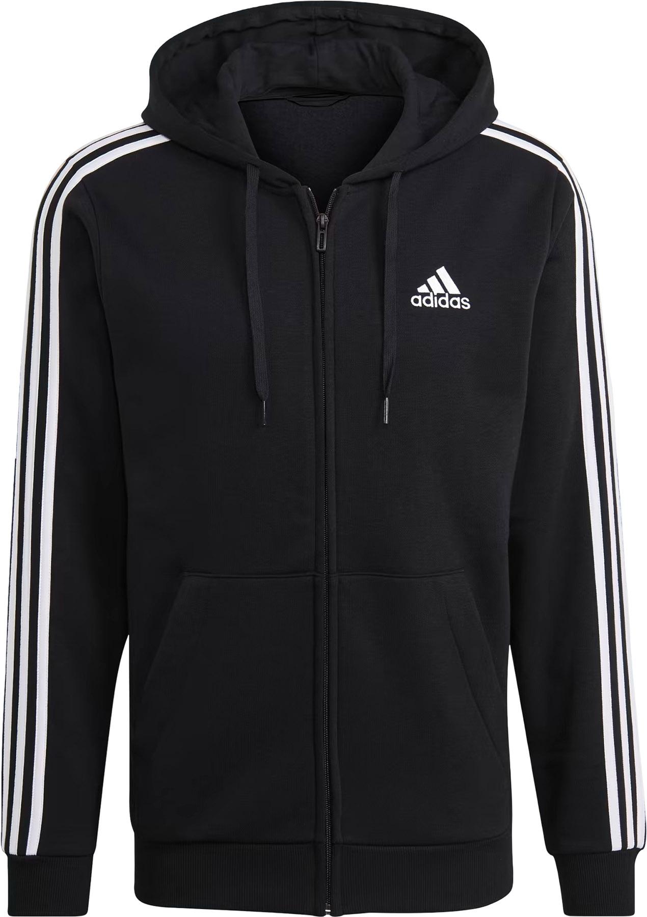 Image de produit pour Chandail à capuchon en molleton à glissière pleine longueur à 3 bandes Essentials - Homme