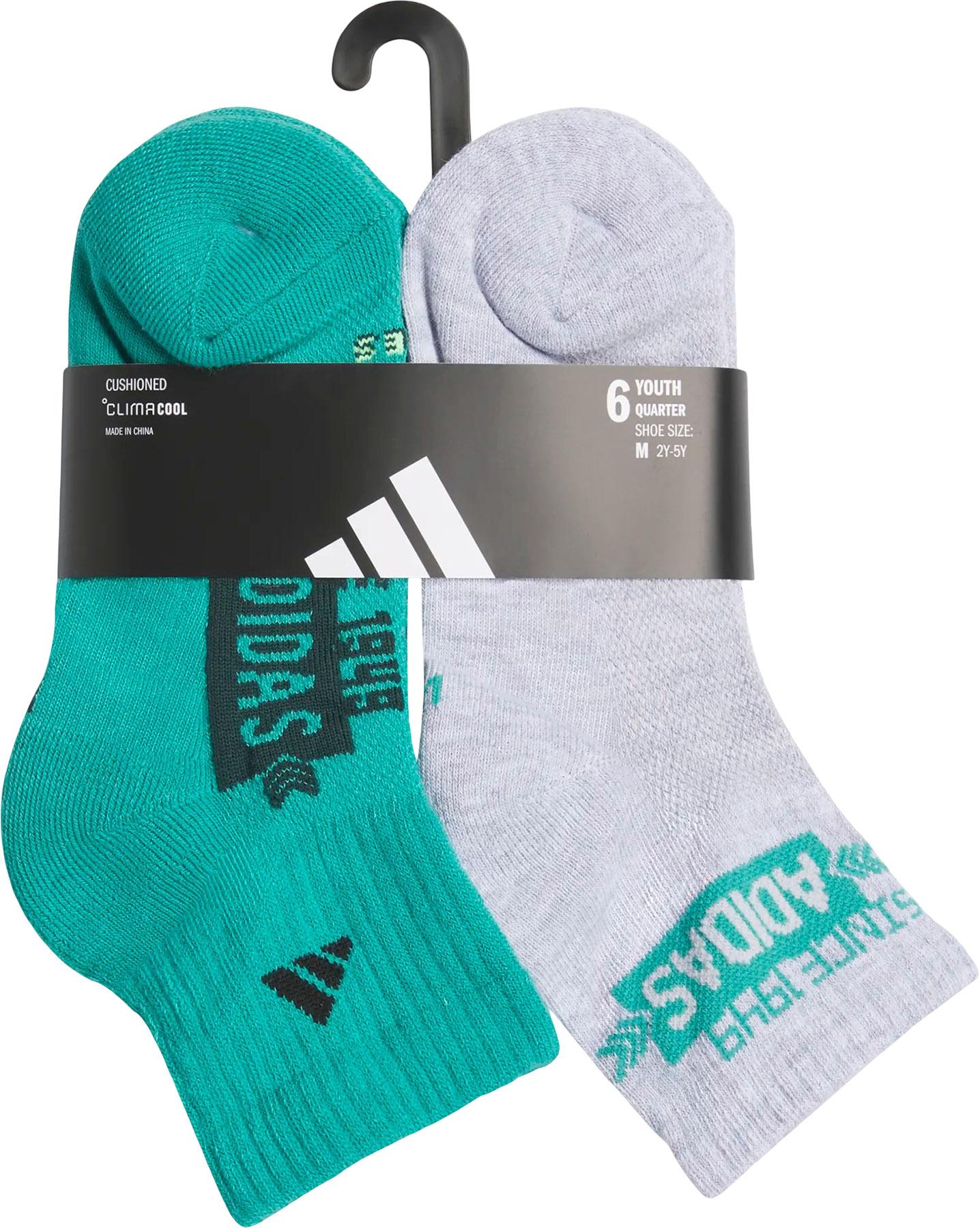 Product gallery image number 2 for product Cushioned Graphic 6 Pack Quarter Socks - Youth