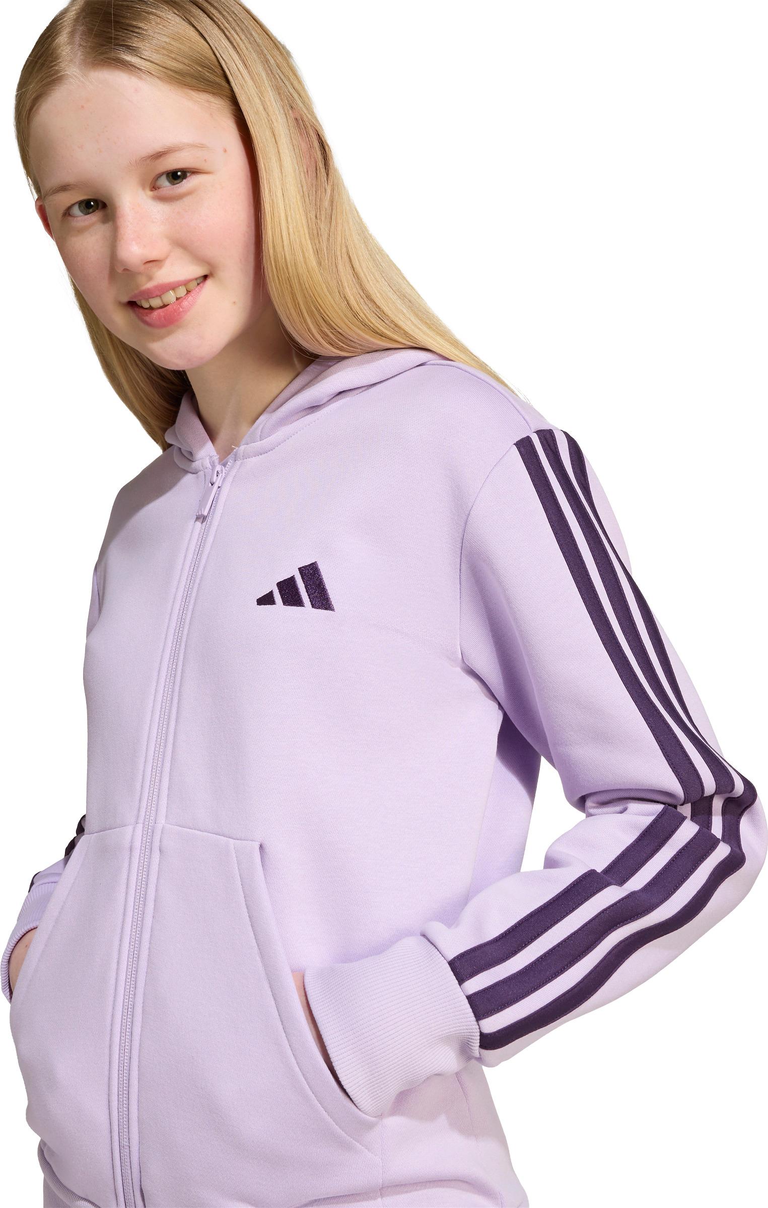 Product gallery image number 3 for product Essentials 3-Stripes Full-Zip Fleece Hoodie - Junior