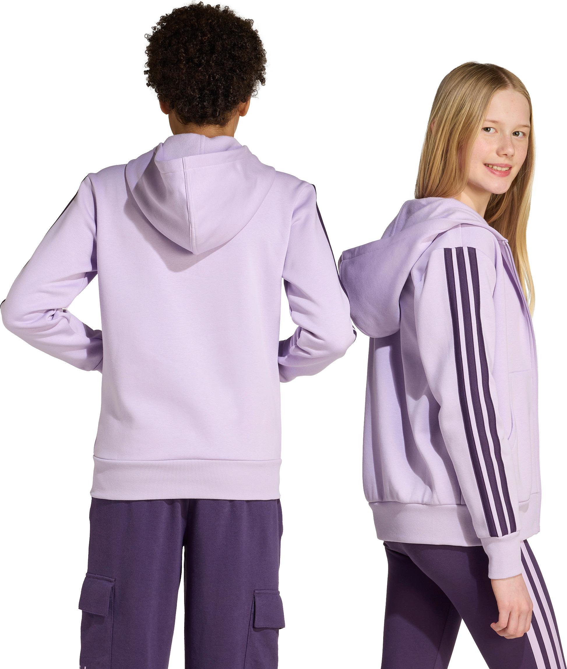 Product gallery image number 5 for product Essentials 3-Stripes Full-Zip Fleece Hoodie - Junior