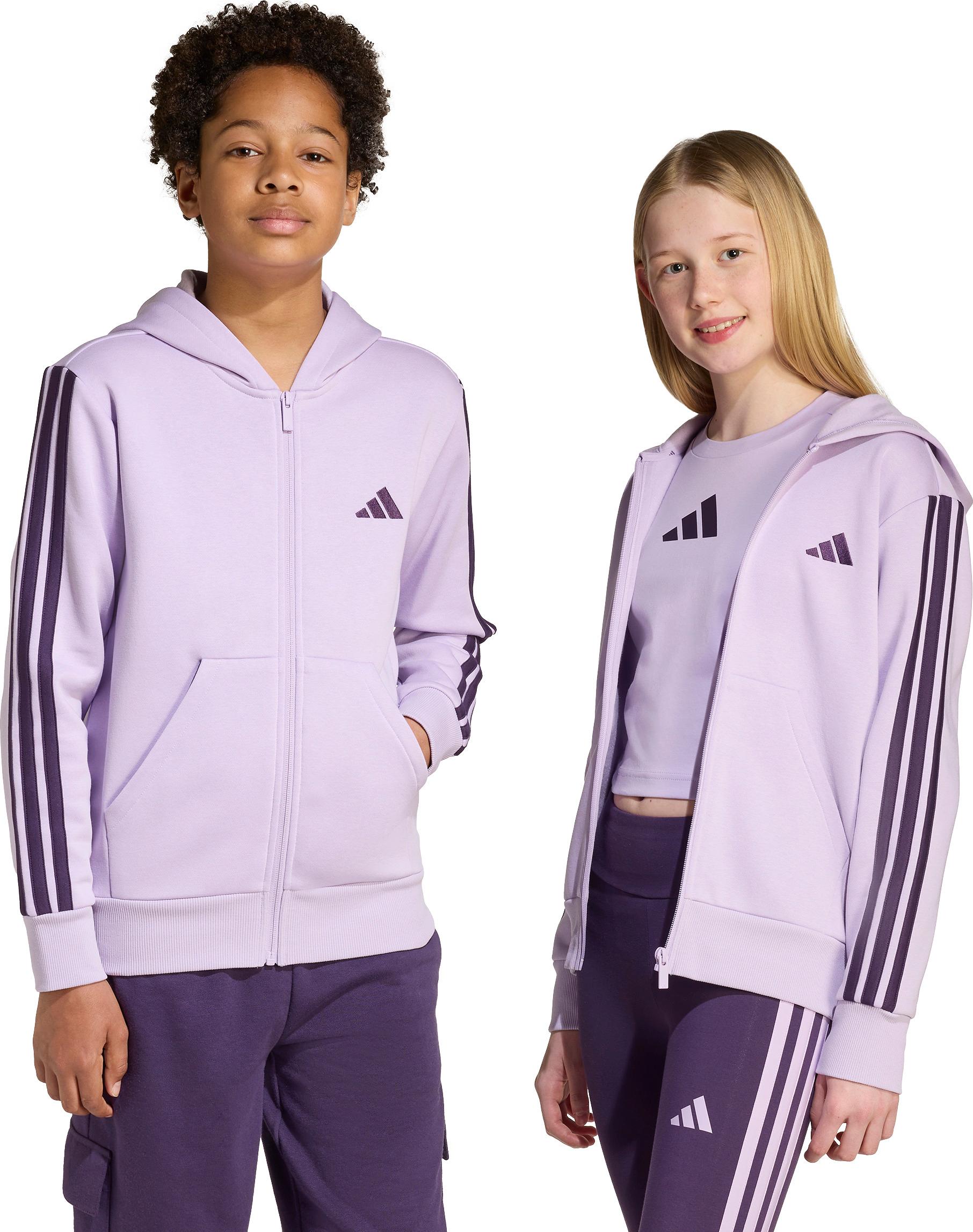 Product gallery image number 6 for product Essentials 3-Stripes Full-Zip Fleece Hoodie - Junior