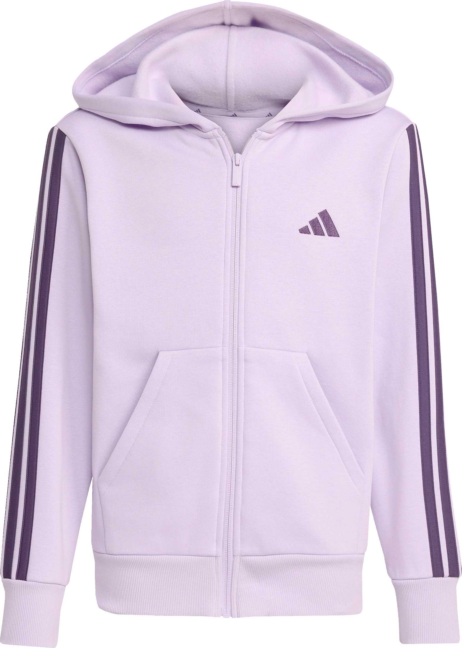 Image de produit pour Chandail à capuchon en molleton à glissière pleine longueur à 3 bandes Essentials - Jeune