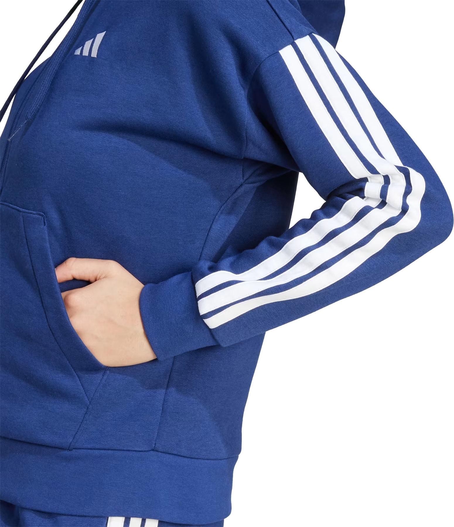 Product gallery image number 2 for product Chandail à capuchon en molleton à glissière pleine longueur à 3 bandes Essentials - Femme