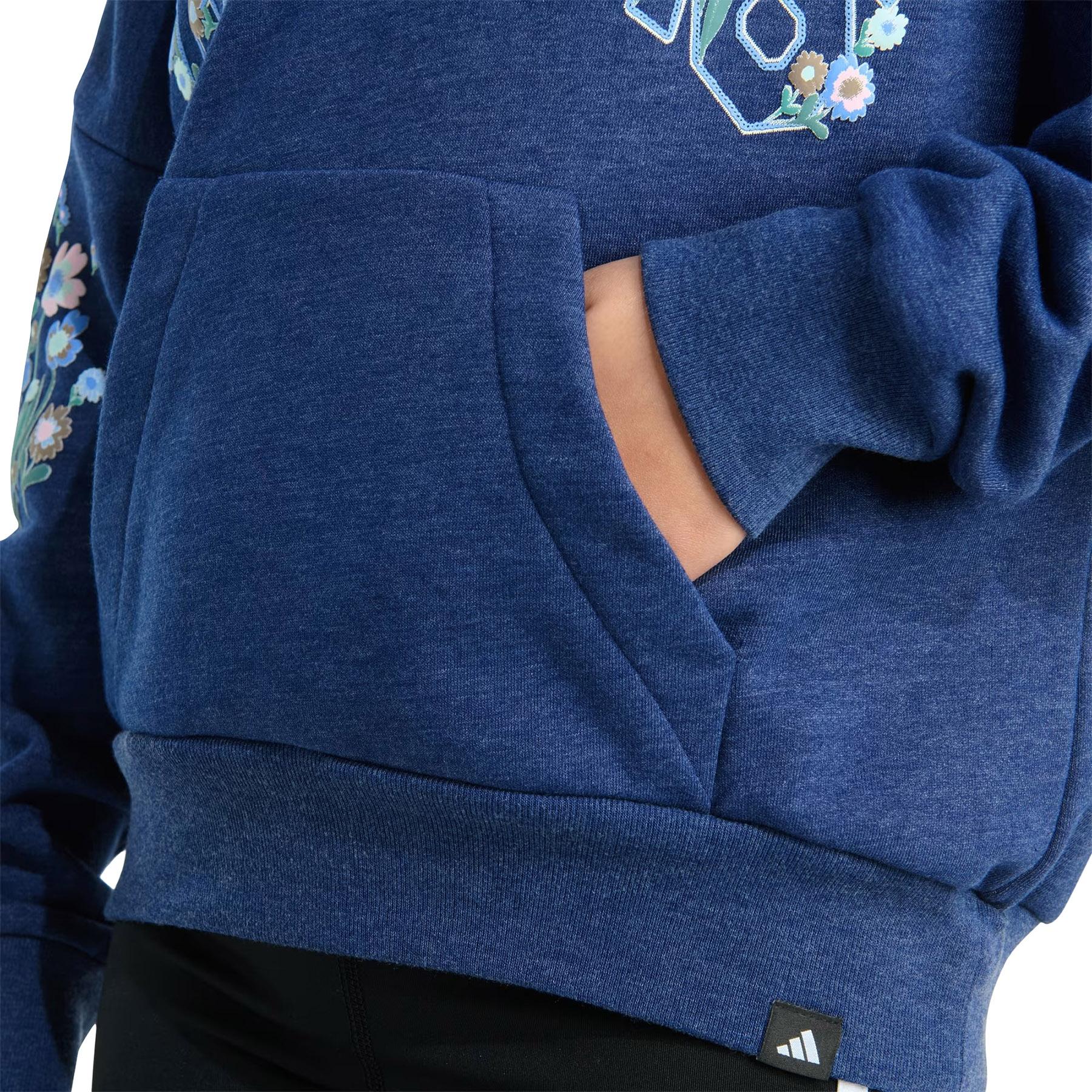 Product gallery image number 3 for product Heather Multi Graphic Long Sleeve Fleece Pullover Hoodie - Girls