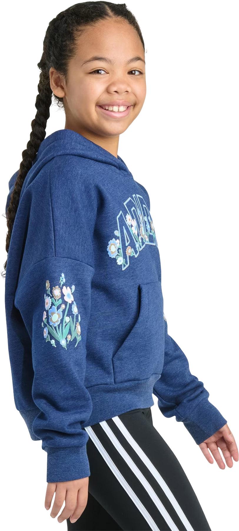 Product gallery image number 4 for product Heather Multi Graphic Long Sleeve Fleece Pullover Hoodie - Girls