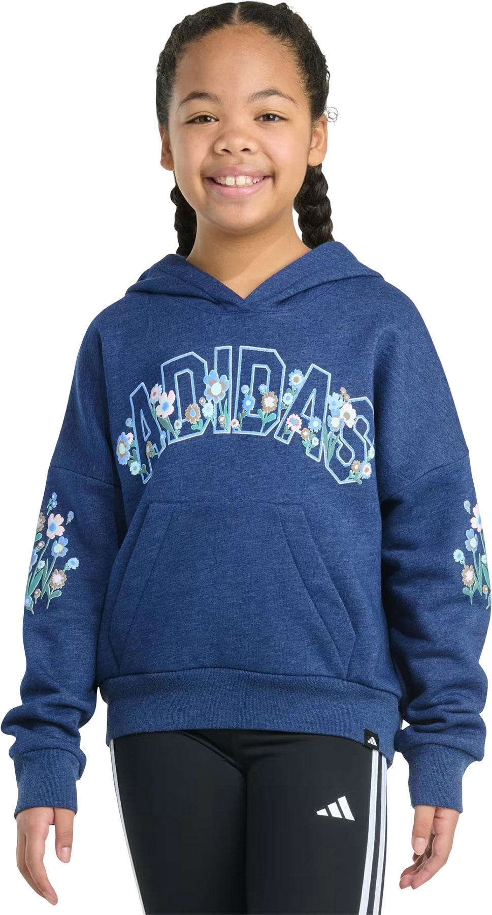 Product image for Heather Multi Graphic Long Sleeve Fleece Pullover Hoodie - Girls