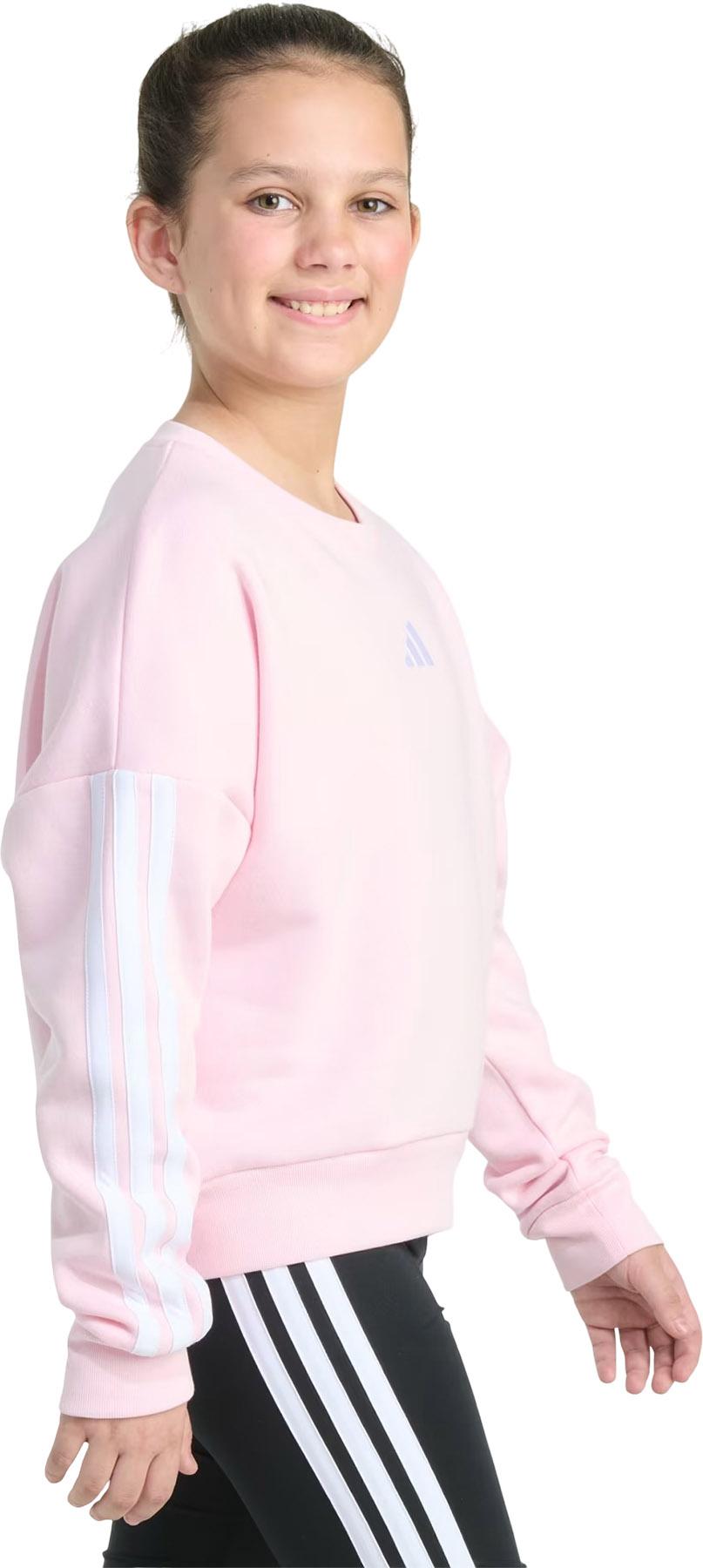 Product gallery image number 3 for product 3-Stripes Crew Neck Long Sleeve Fleece Pullover Sweatshirt - Girls
