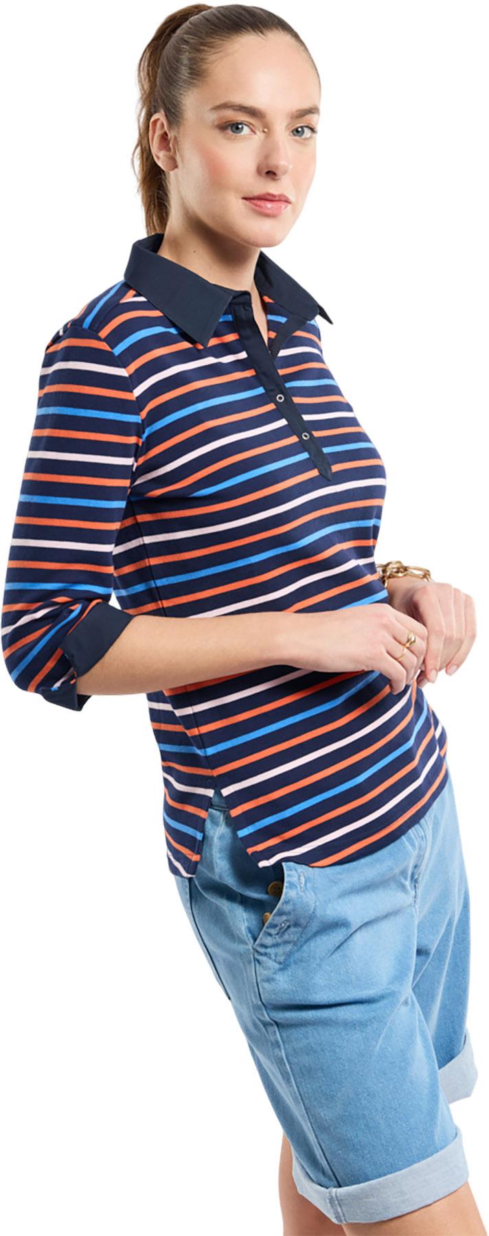 Numéro de l'image de la galerie de produits 3 pour le produit Polo rayé 4 couleurs en coton épais - Femme