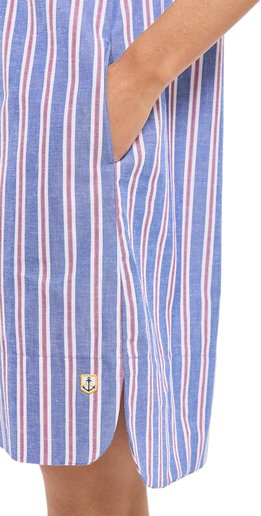 Numéro de l'image de la galerie de produits 3 pour le produit Robe chemise rayée en coton et lin - Femme