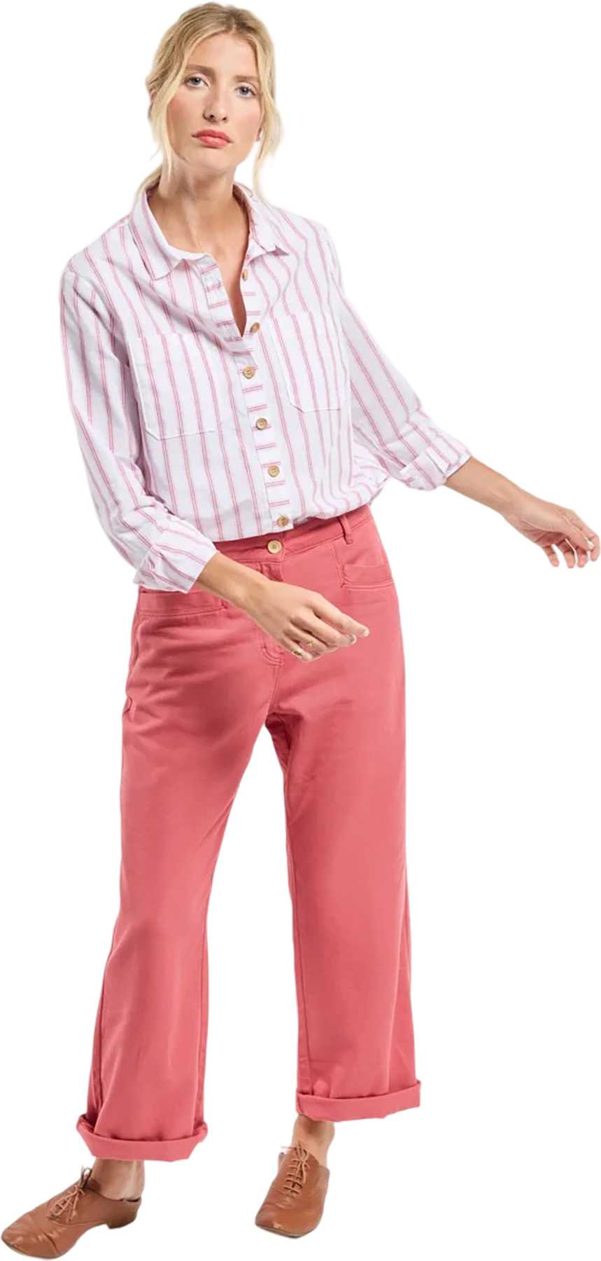 Image de produit pour Chemise rayée en coton et lin - Femme