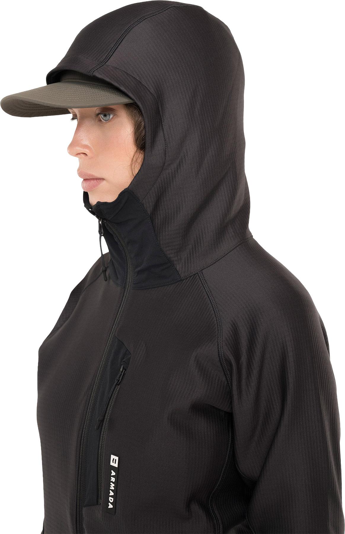 Numéro de l'image de la galerie de produits 4 pour le produit Manteau intermédiaire à capuchon zippé en polaire quadrillée Venyu - Femme