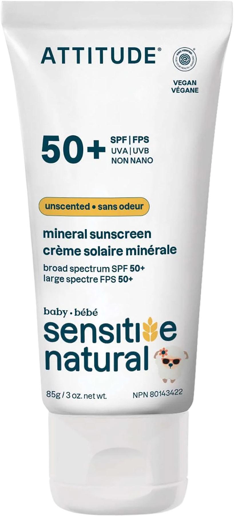 Product image for Sensitive Natural Unscented SPF 50 Mineral Sunscreen for Sensitive Skin 3oz - Baby