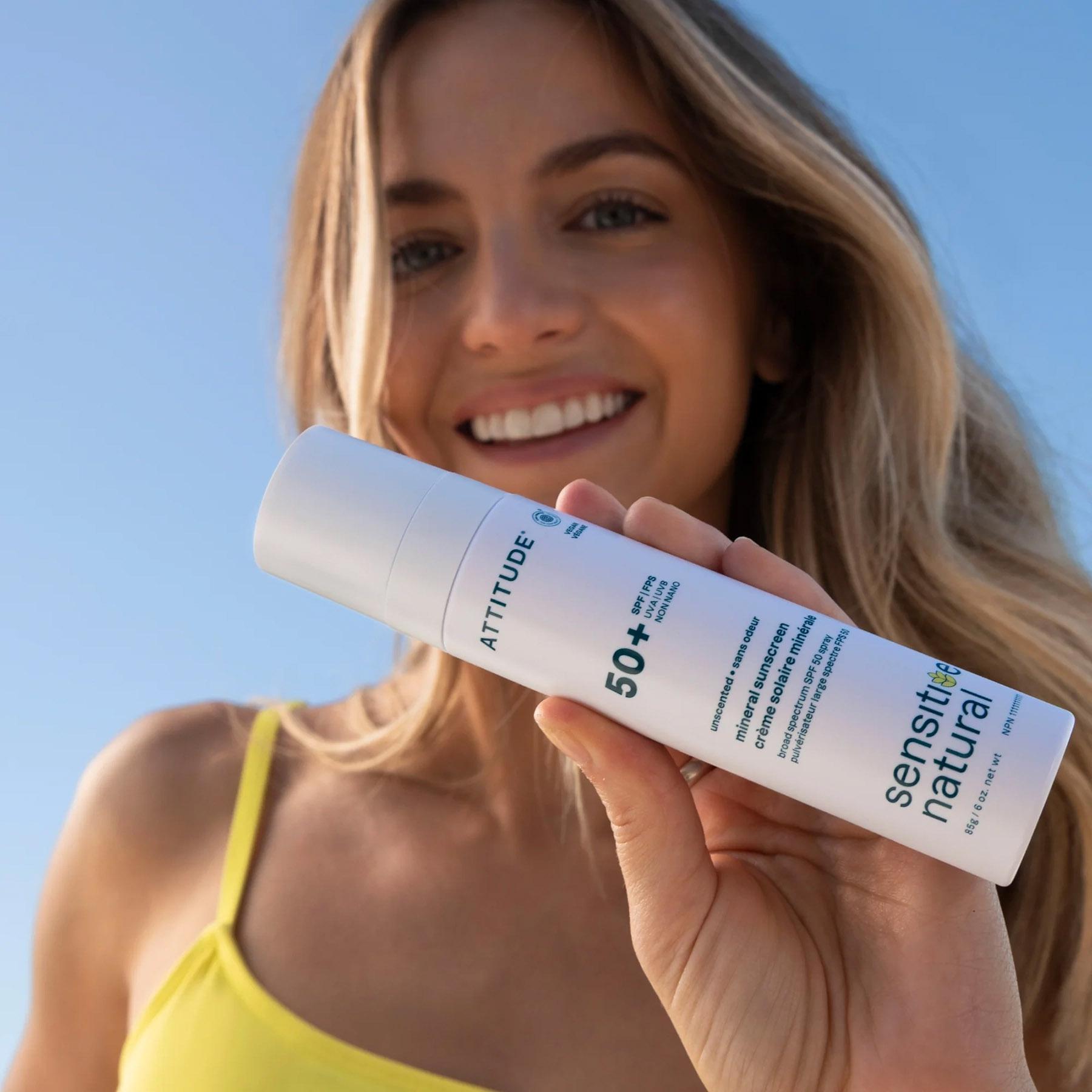 Product image for Sensitive Natural Unscented SPF 50 Mineral Sunscreen Spray for Sensitive Skin 3oz