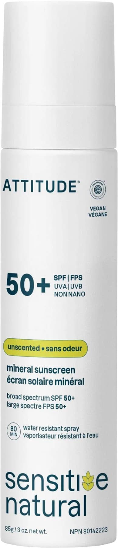 Product image for Sensitive Natural Unscented SPF 50 Mineral Sunscreen Spray for Sensitive Skin 3oz