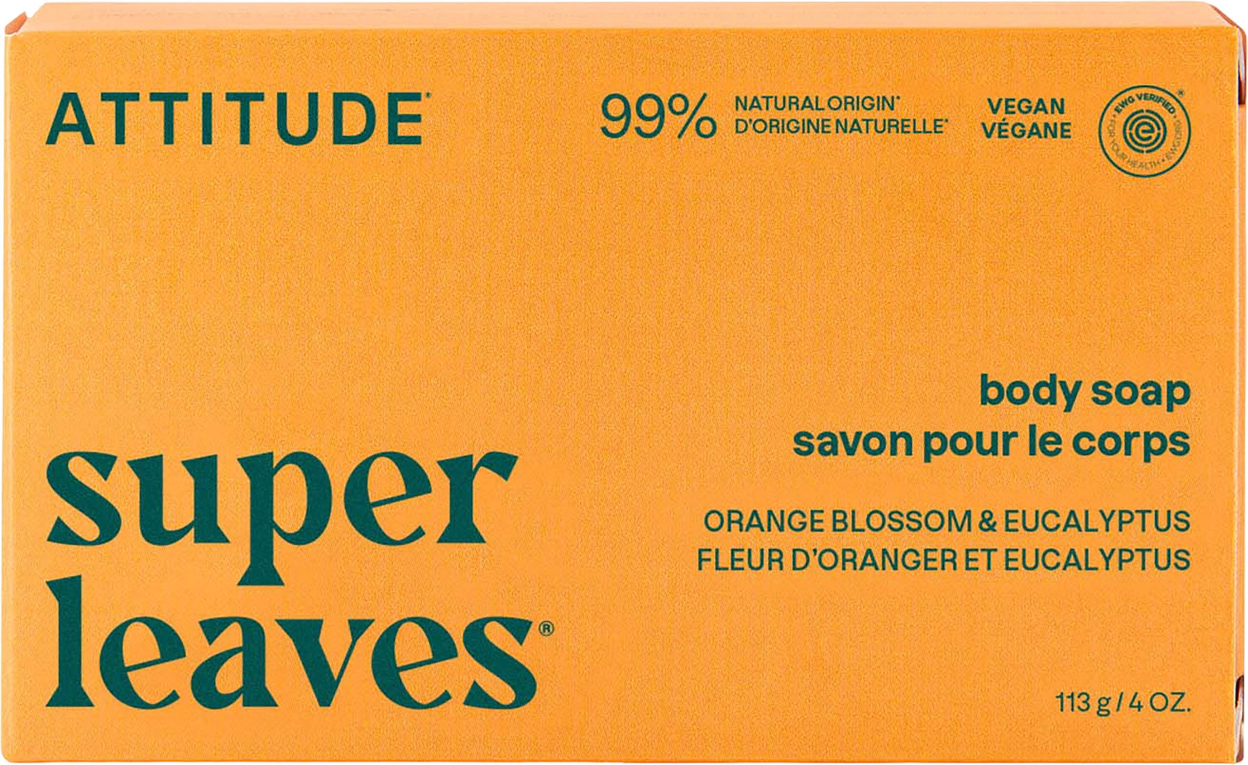 Product image for Savon pour le corps en barre fleur d’oranger et eucalyptus Super Leaves 4oz