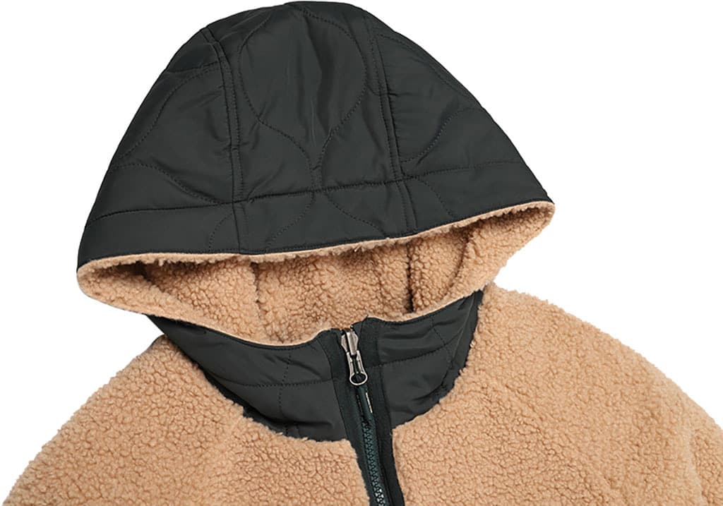 Product gallery image number 6 for product BKC Long Reversible Fleece Hooded Jacket - Kids
