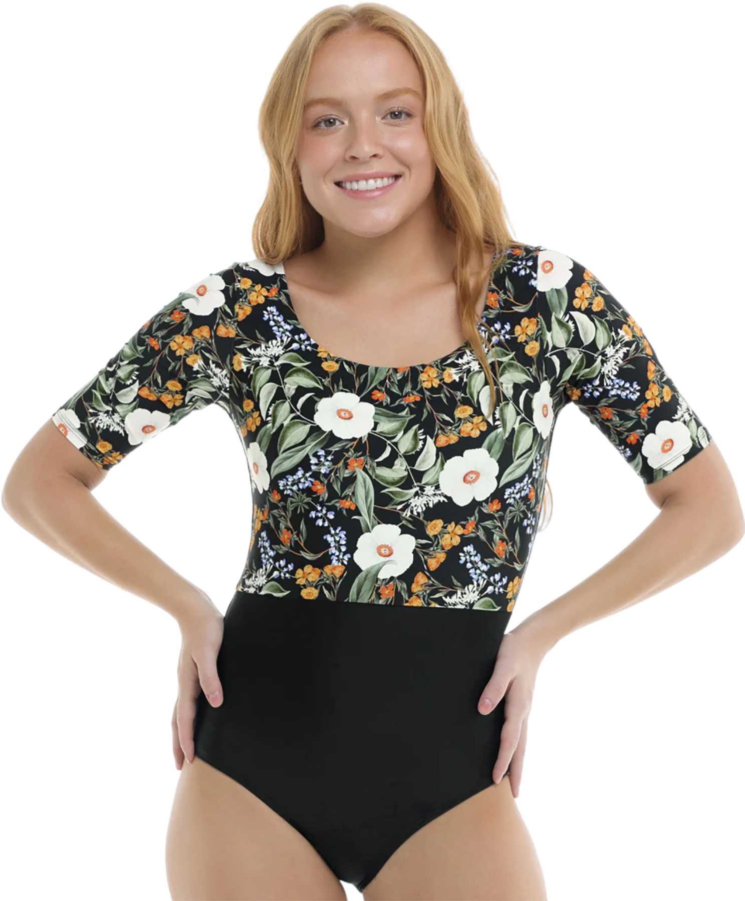 Image de produit pour Maillot de bain une pièce à manches courtes Inflorescence Kat - Femme