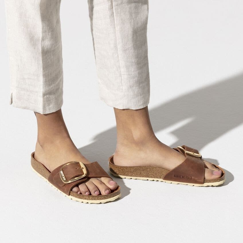 Product gallery image number 6 for product Madrid Big Buckle Oiled Leather Sandals [Narrow] - Women's