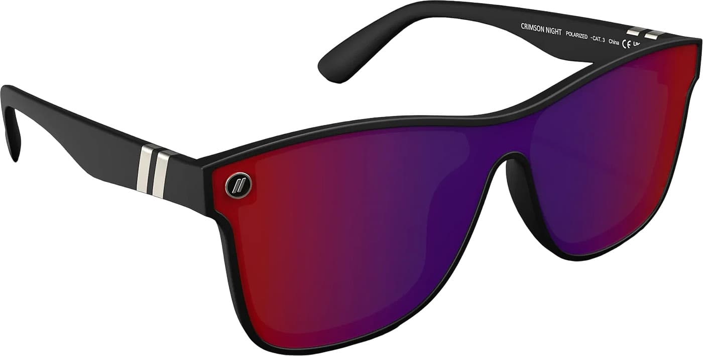 Product gallery image number 4 for product Millenia X2 Crimson Night Sunglasses - Black - Red Polarized Lens - Unisex
