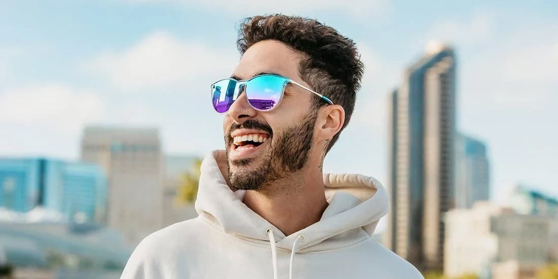 Product gallery image number 2 for product North Park X2 Nora Rad Sunglasses - Clear - Blue Rainbow Polarized Lens - Unisex