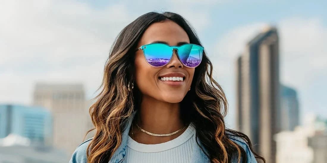 Product gallery image number 3 for product North Park X2 Nora Rad Sunglasses - Clear - Blue Rainbow Polarized Lens - Unisex