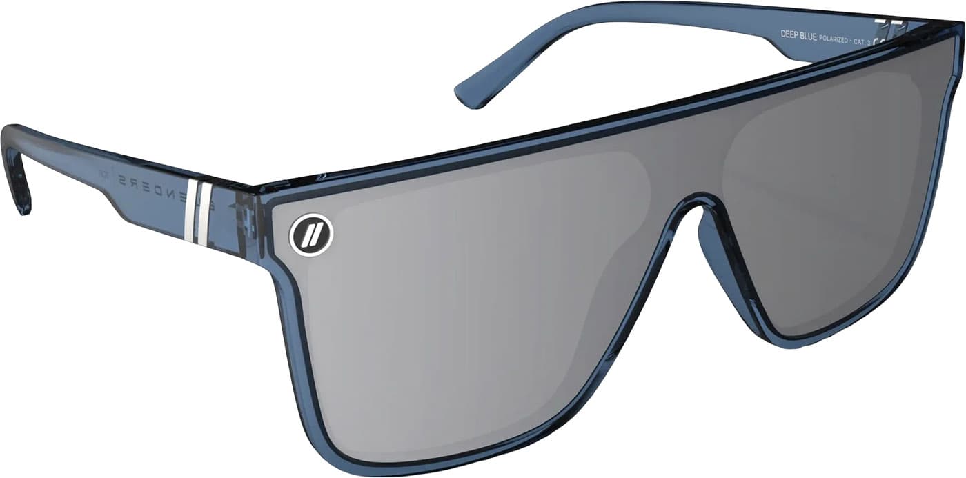 Product gallery image number 3 for product SciFi Deep Blue Sunglasses - Gloss Crystal Blue - Smoke Mirror Polarized Lens - Unisex