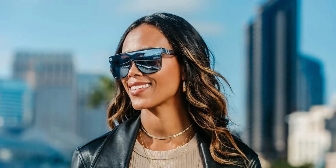Product gallery image number 7 for product SciFi Deep Blue Sunglasses - Gloss Crystal Blue - Smoke Mirror Polarized Lens - Unisex