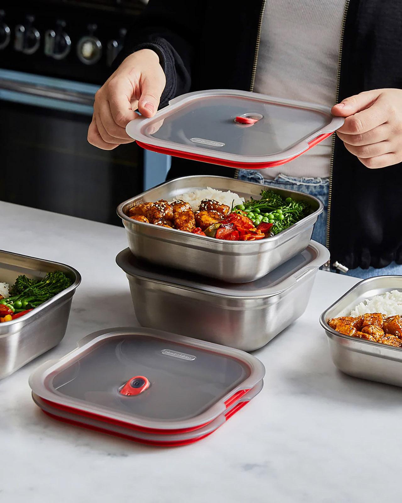 Product gallery image number 4 for product Set of 3 Steel Food Box - Small/Medium/Large