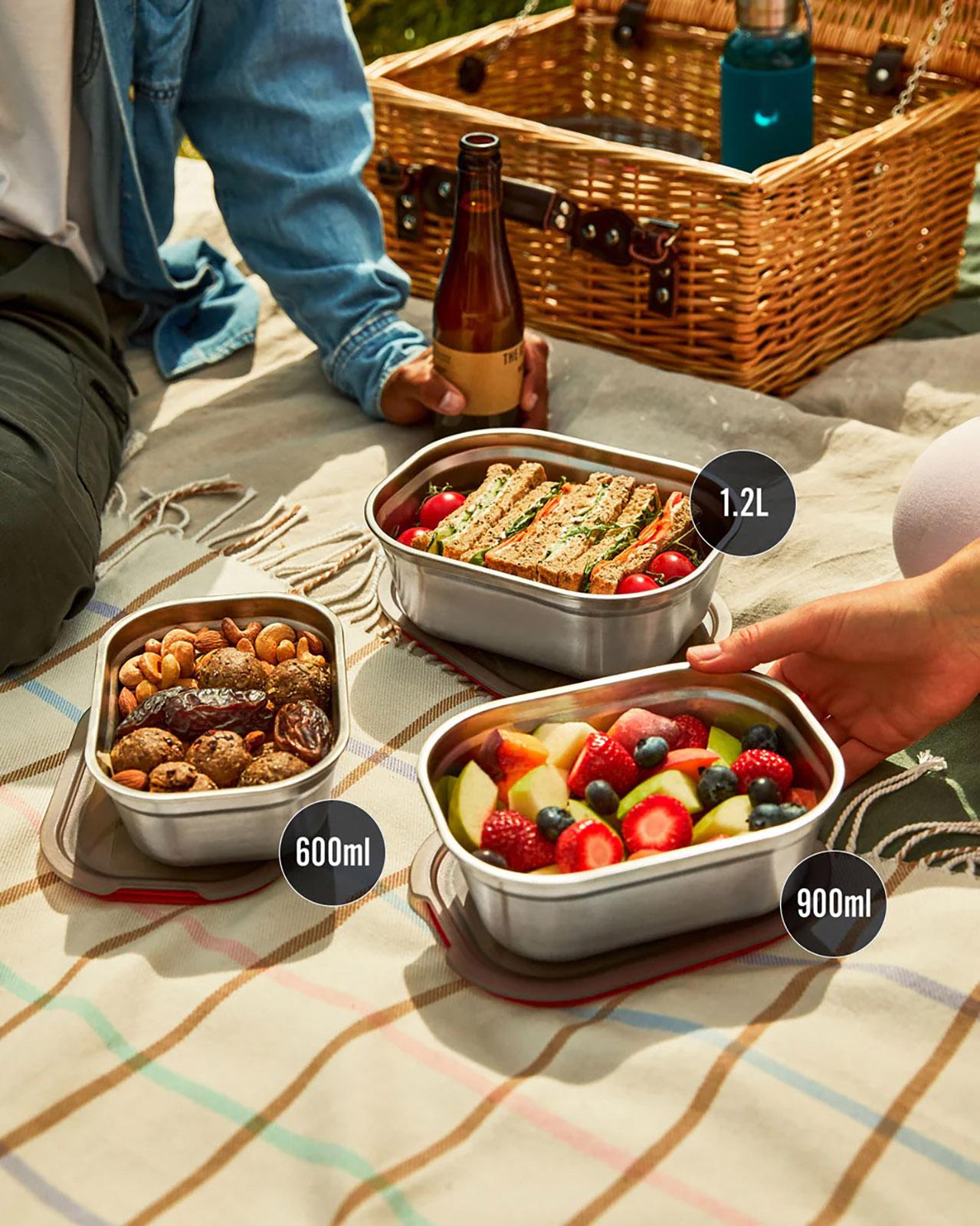 Product gallery image number 3 for product Set of 3 Steel Food Box - Small