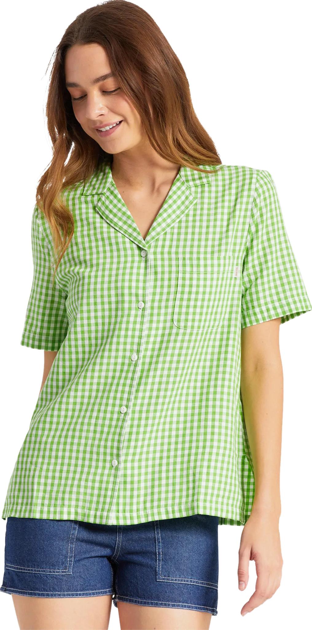 Product gallery image number 4 for product Bunker Gingham Boyfriend Short Sleeve Woven Button Up Shirt - Women's