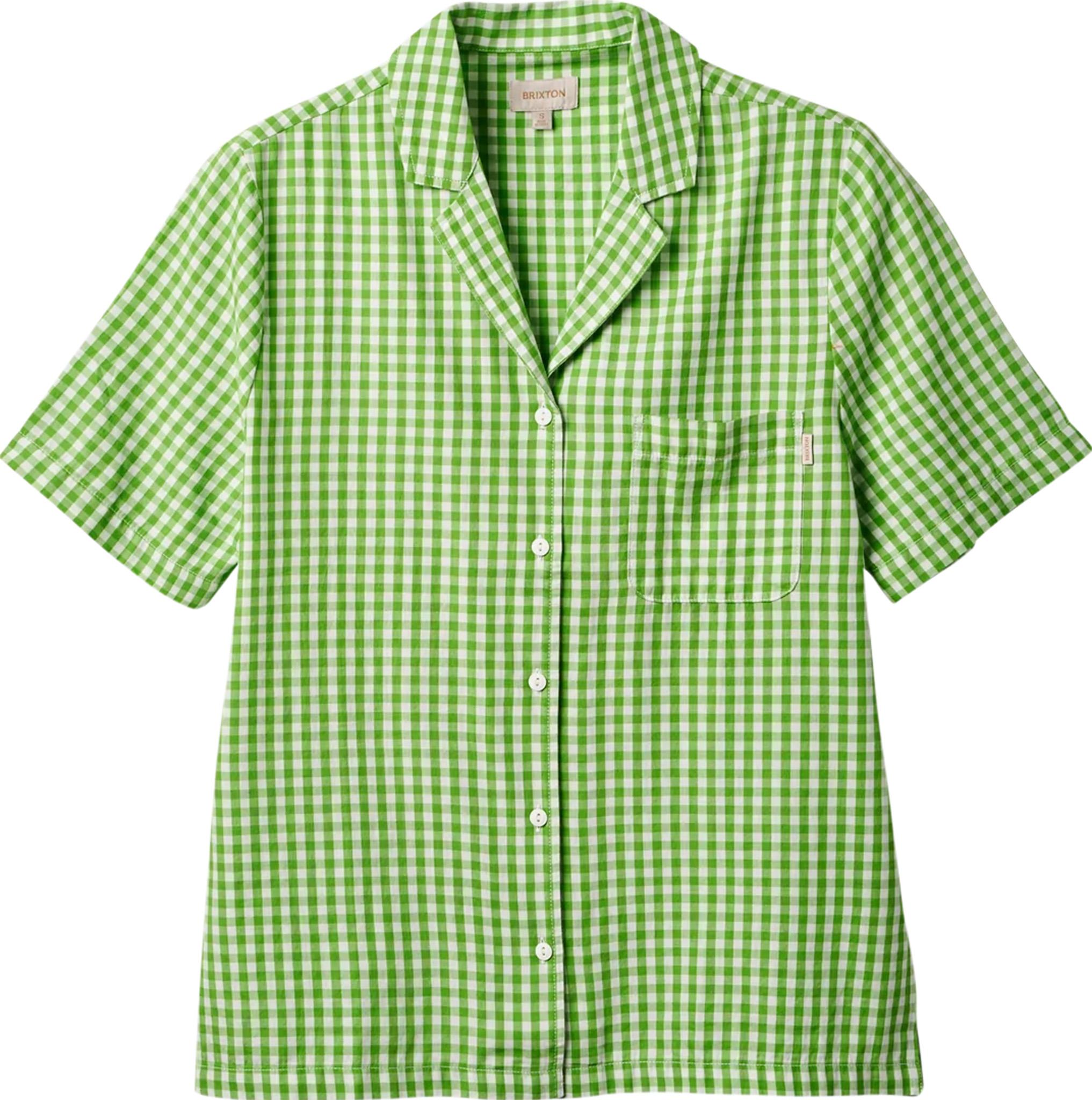 Product gallery image number 1 for product Bunker Gingham Boyfriend Short Sleeve Woven Button Up Shirt - Women's