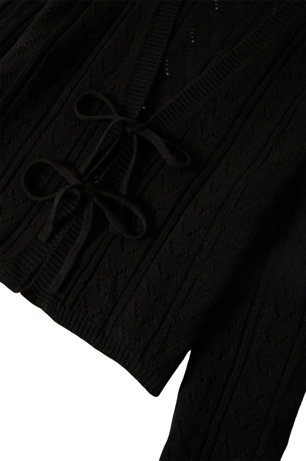 Product image for Cropped Pointelle Tie Cardigan - Women's