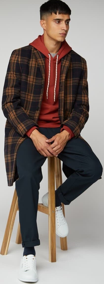 Product gallery image number 4 for product Check Long Tailored Coat - Men's