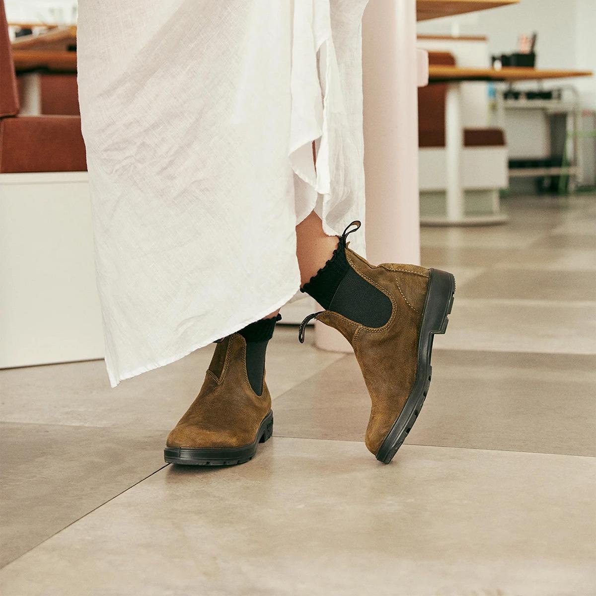 Product gallery image number 3 for product 1615 - Originals Dark Olive Waxed Suede Boots - Unisex